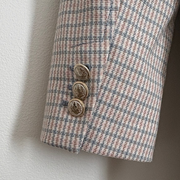 Zara Women's Checkered Blazer in Cream, Brown and blue - Picture 6 of 7